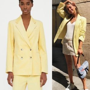 Zara Yellow Corduroy Blazer VGUC XS